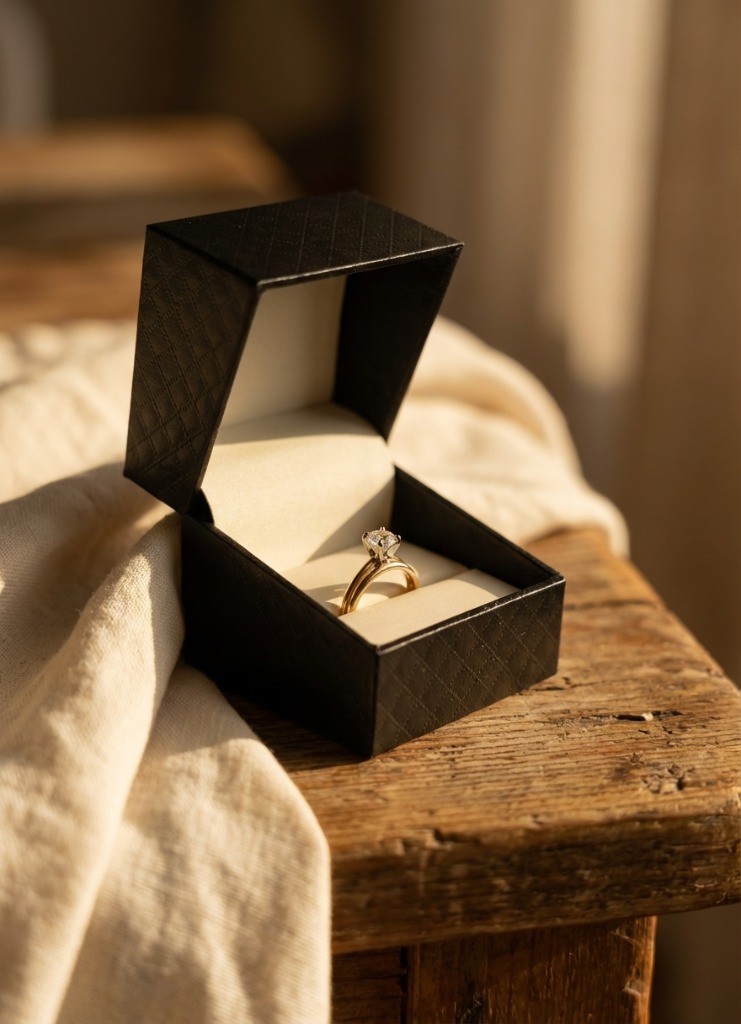 Engagement ring in a box